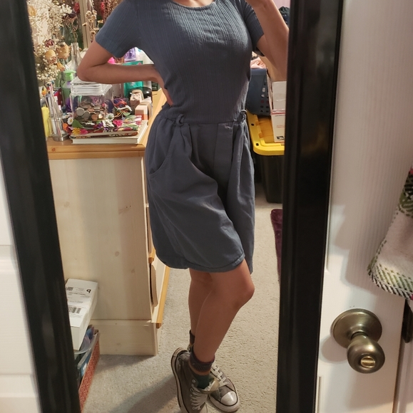 Vintage Pants - Vintage Nina Piccalino Dusty Blue Romper Playsuit Jumper Shorts